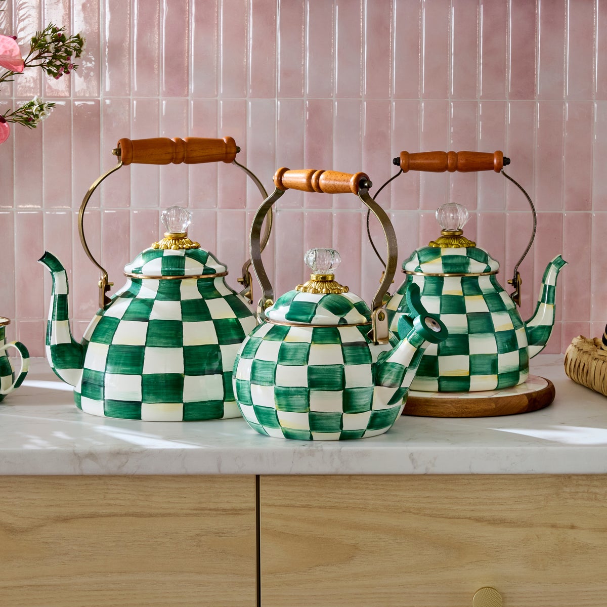 Emerald Check Whistling Tea Kettle - Image 2