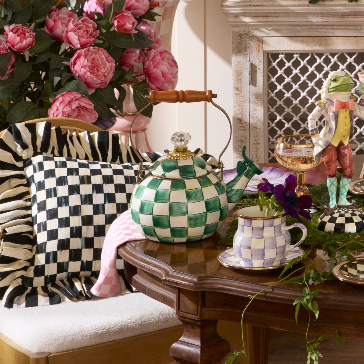 Emerald Check Whistling Tea Kettle - Image 3