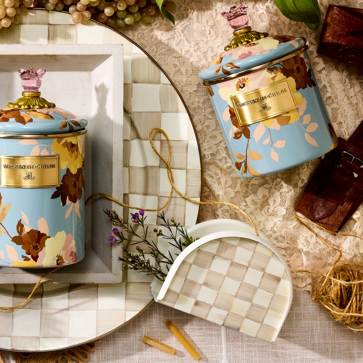 Mocha Check Napkin Holder - Image 6
