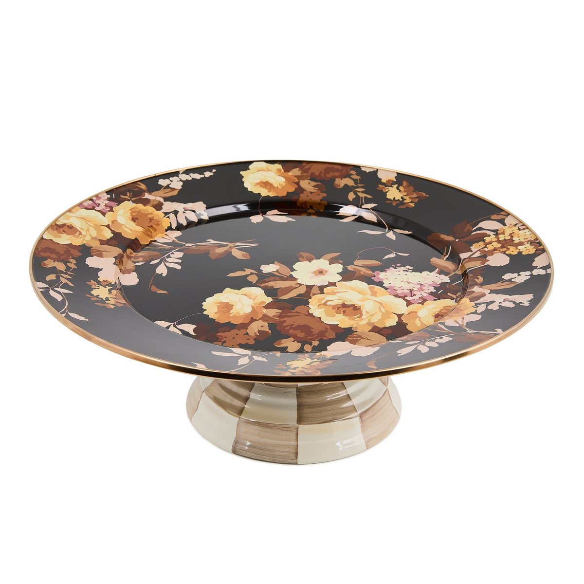 Wild Rose Brown Large Pedestal Platter - Image 4