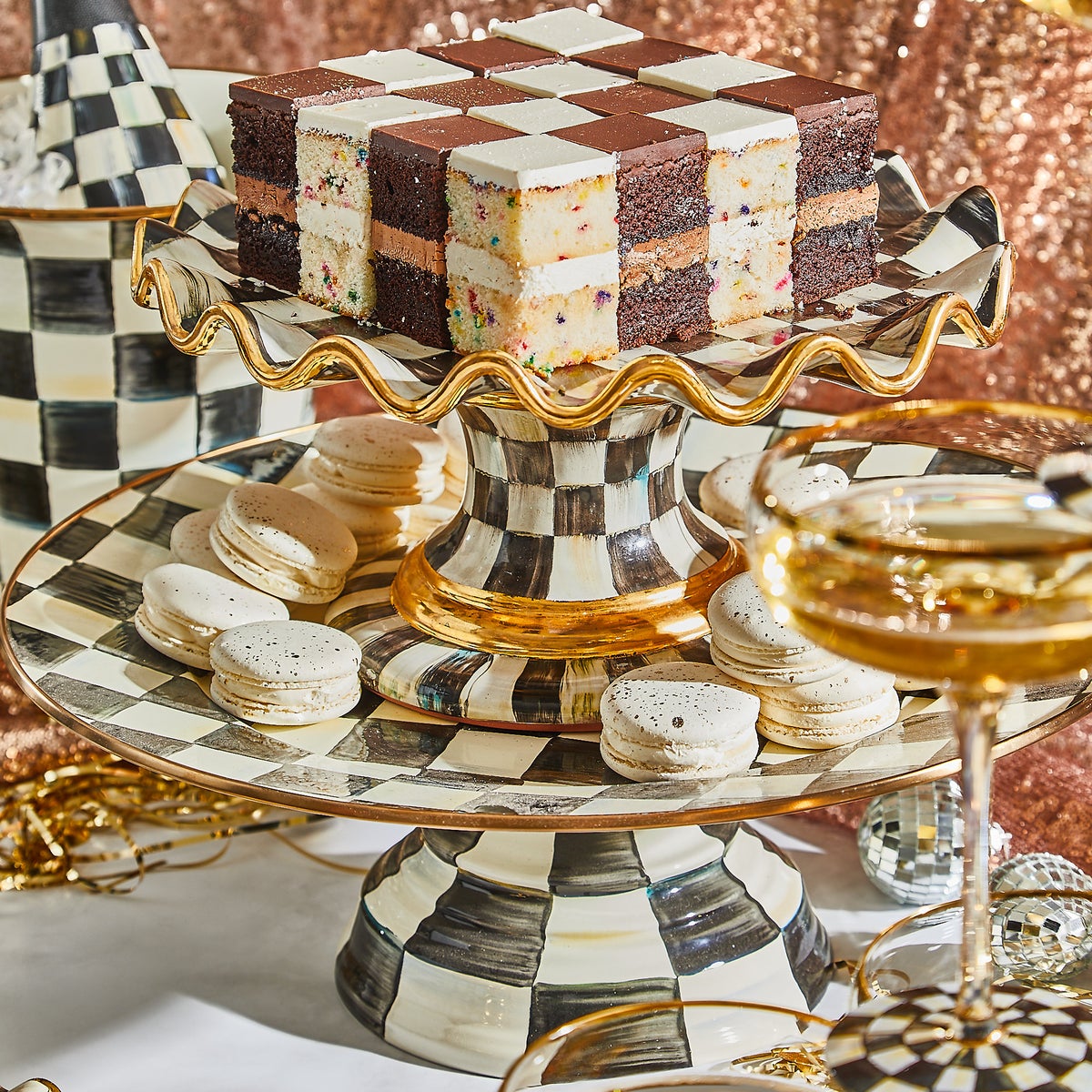 Courtly Check Large Pedestal Platter - Image 8
