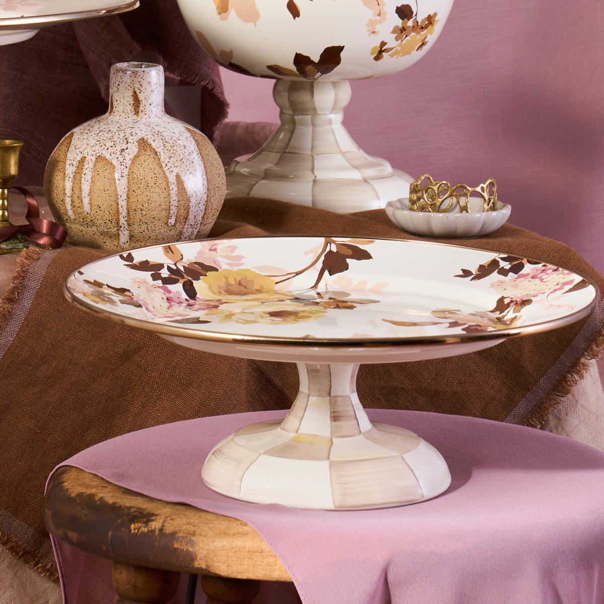 Wild Rose White Small Pedestal Platter - Image 6
