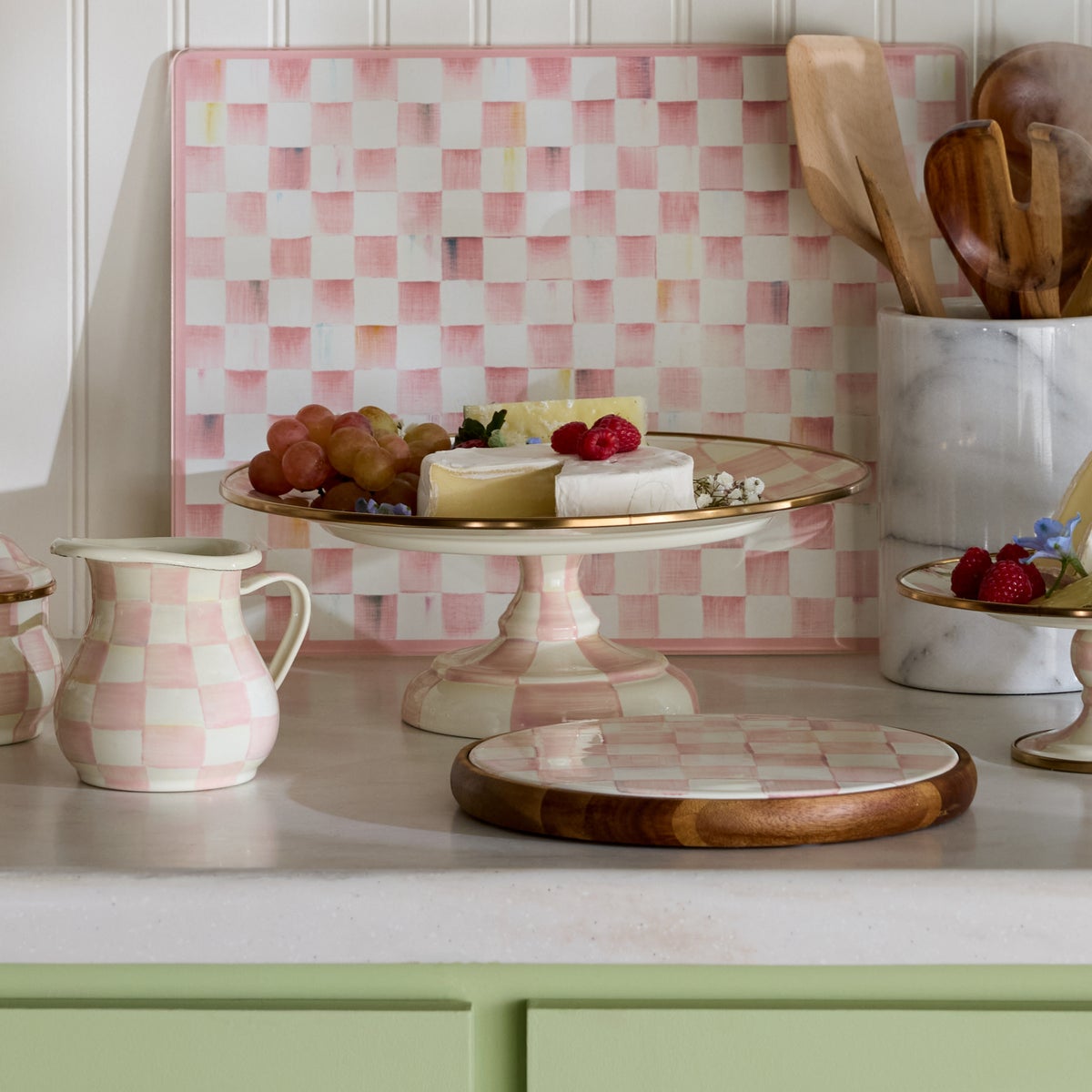 Rosy Check Small Pedestal Platter - Image 2