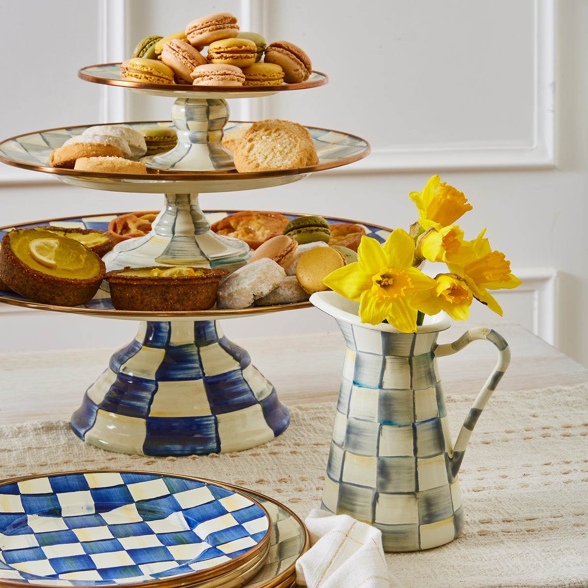 Sterling Check Mini Pedestal Platter - Image 6