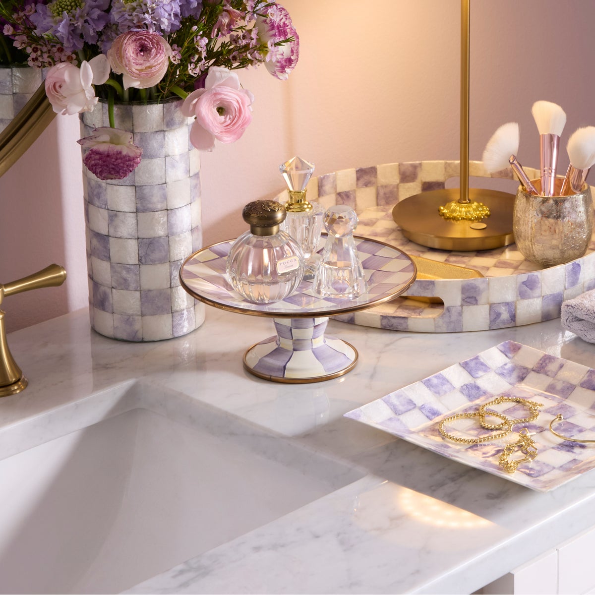 Violet Check Mini Pedestal Platter - Image 6