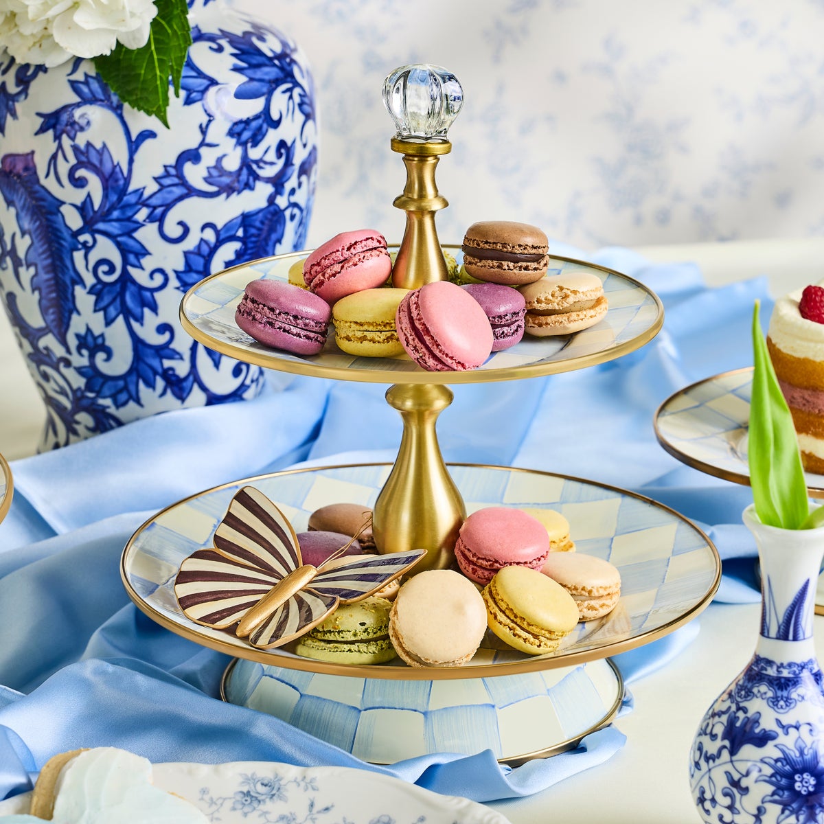 Sky Check Two Tier Sweet Stand - Image 2