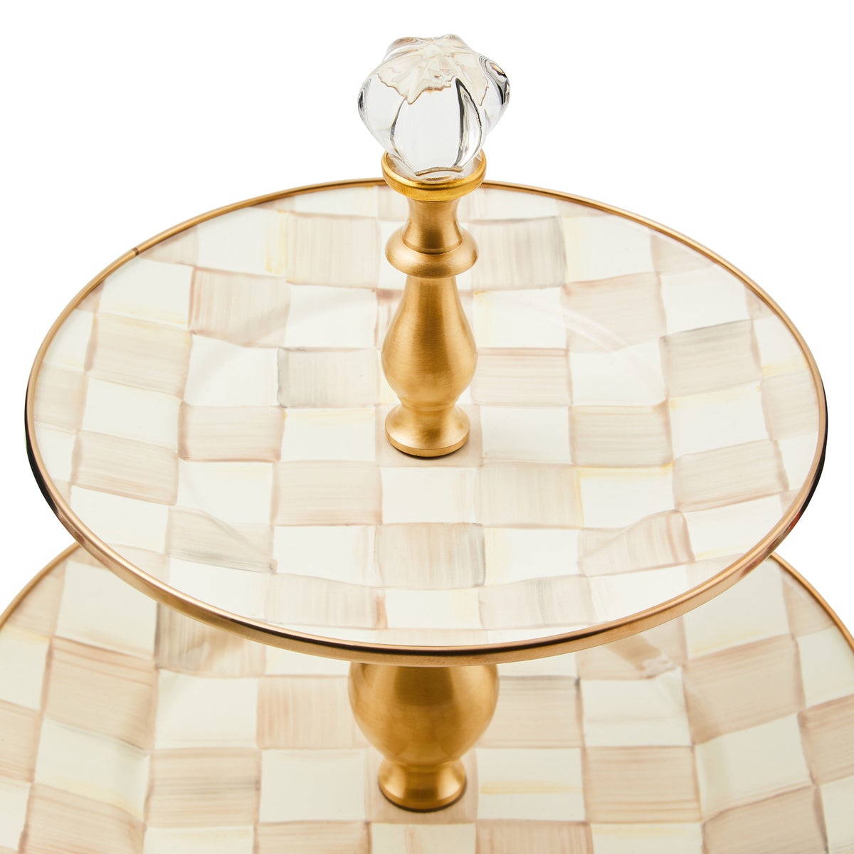 Mocha Check Two Tier Sweet Stand - Image 3