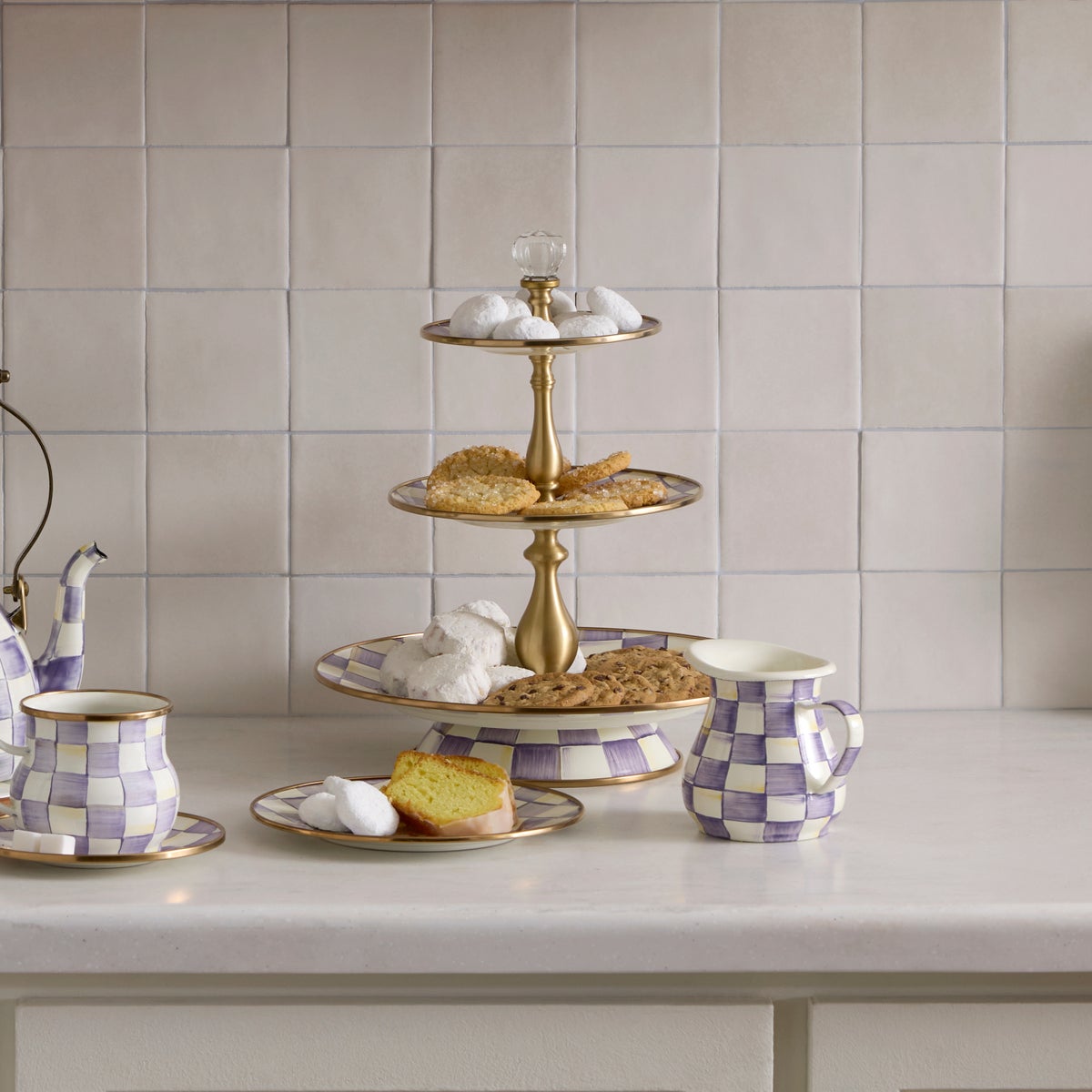 Violet Check Three Tier Sweet Stand - Image 2