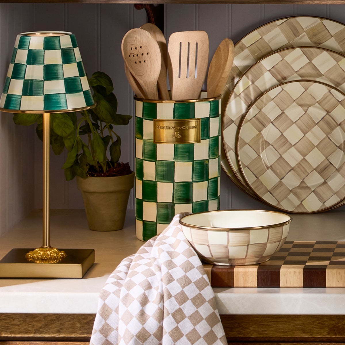 Emerald Check Utensil Holder - Image 6