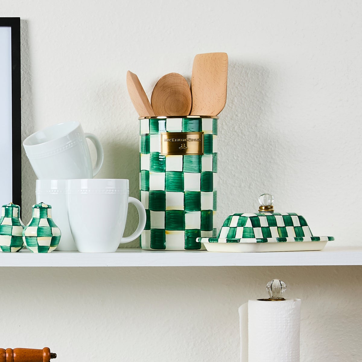 Emerald Check Utensil Holder - Image 7