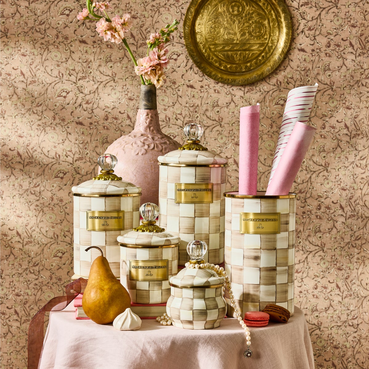 Mocha Check Utensil Holder - Image 3