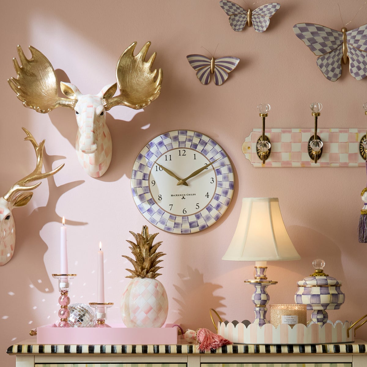 Violet Check Wall Clock - Image 2