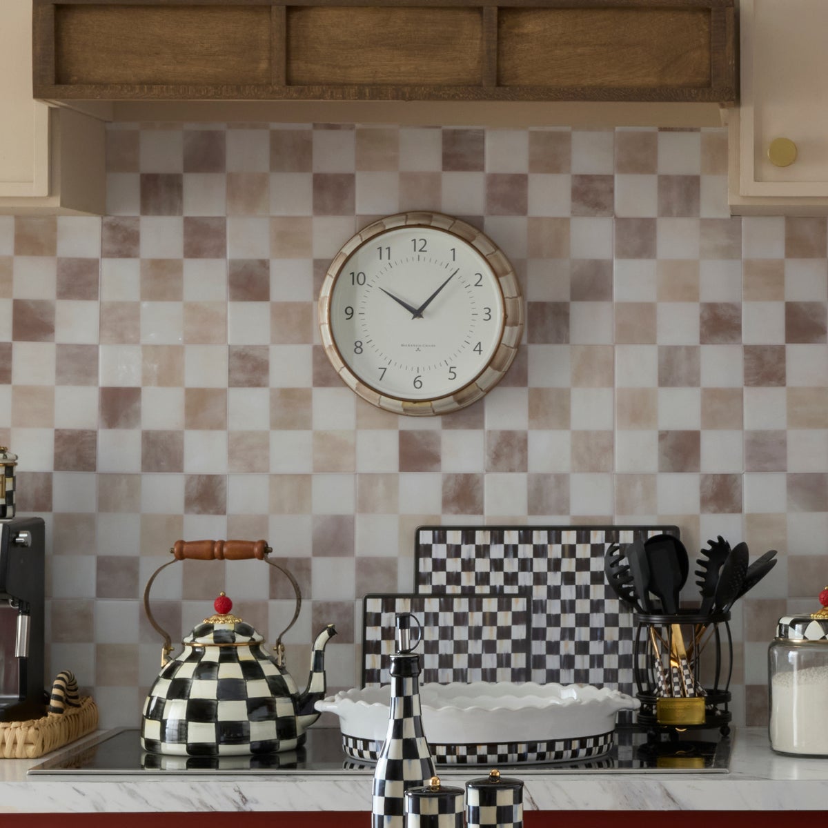 Mocha Check School Wall Clock - Image 5