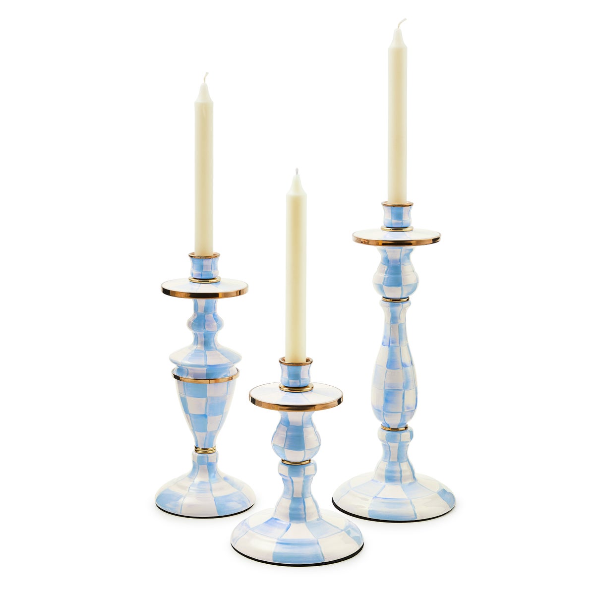 Sky Check Medium Candlestick - Image 2