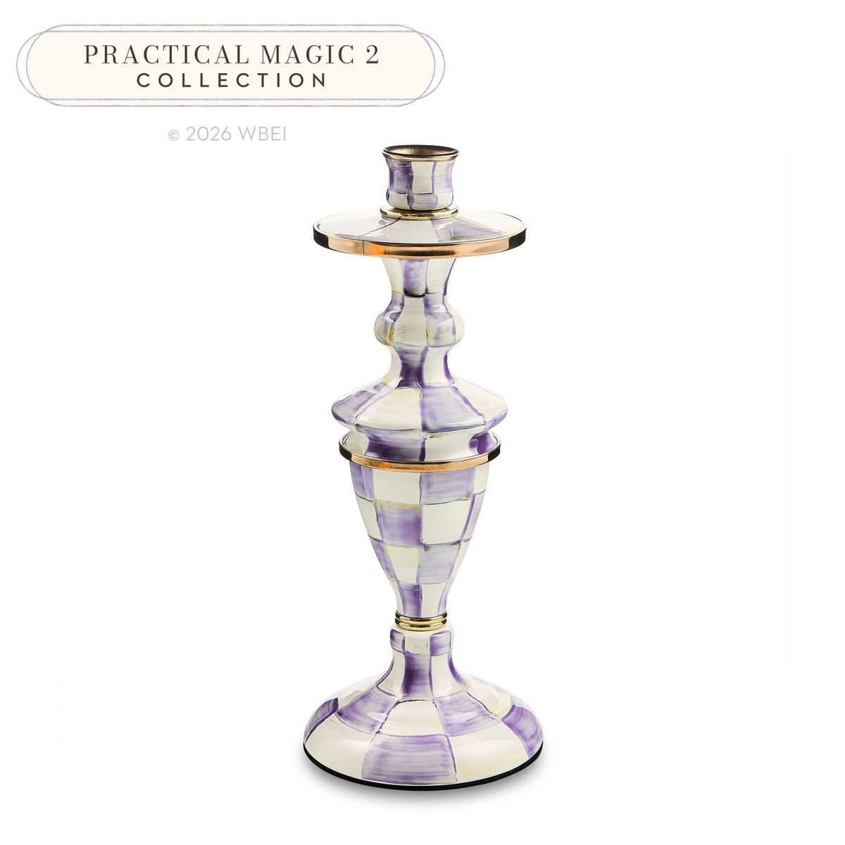 Violet Check Medium Candlestick