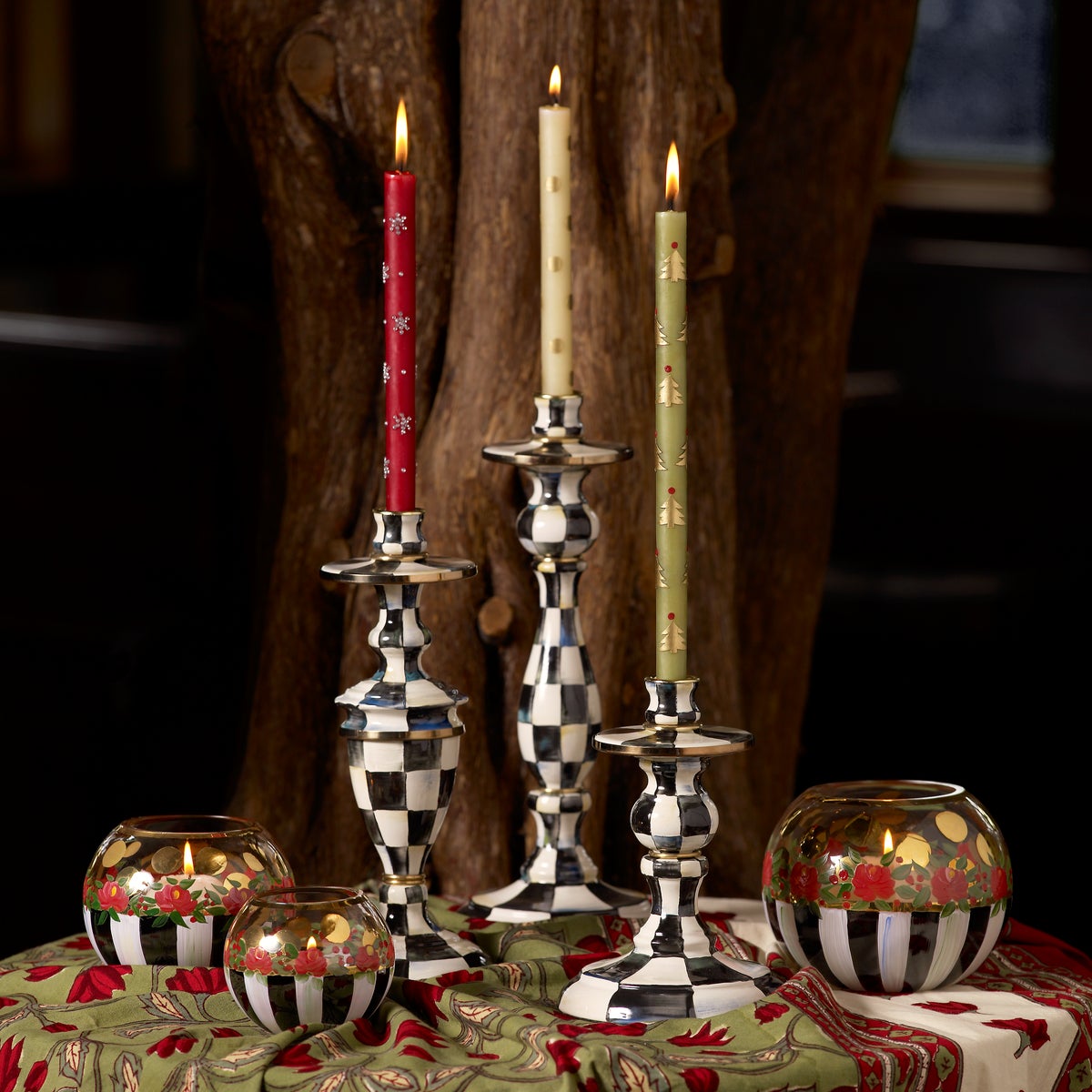 Courtly Check Medium Enamel Candlestick - Image 6
