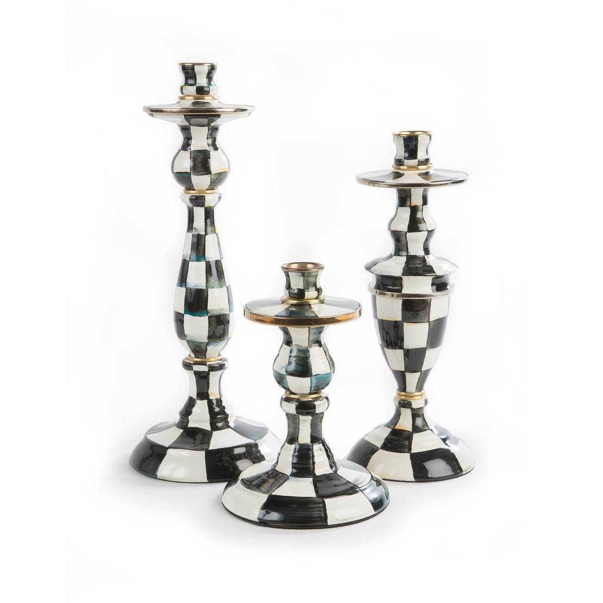 Courtly Check Medium Enamel Candlestick - Image 7