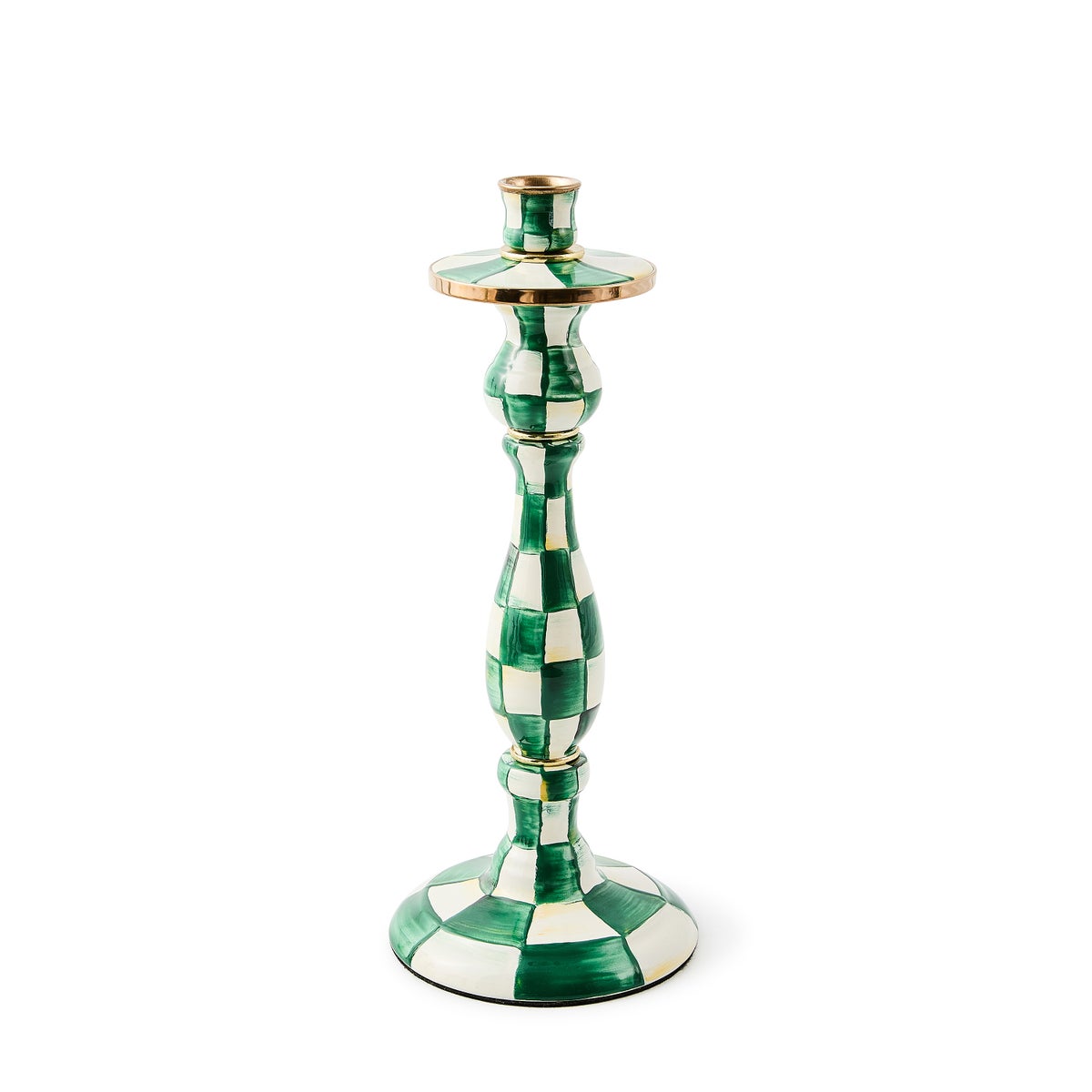 Emerald Check Large Candlestick