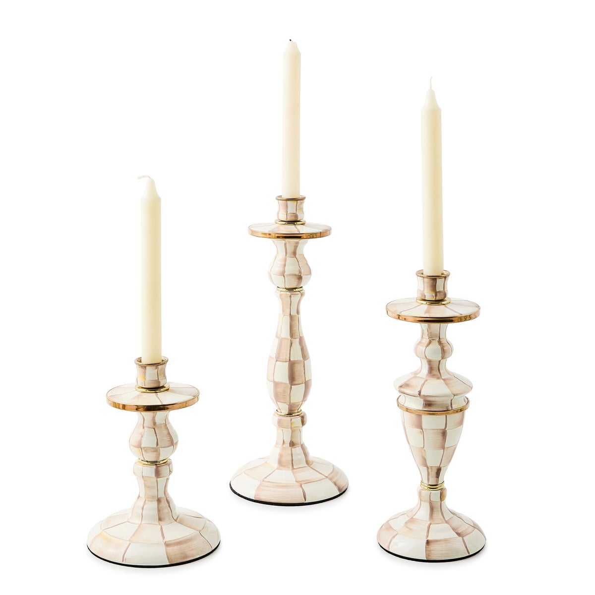Mocha Check Large Candlestick - Image 3