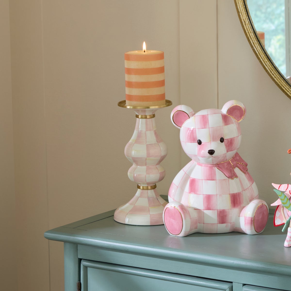 Rosy Check Medium Pillar Candlestick - Image 6