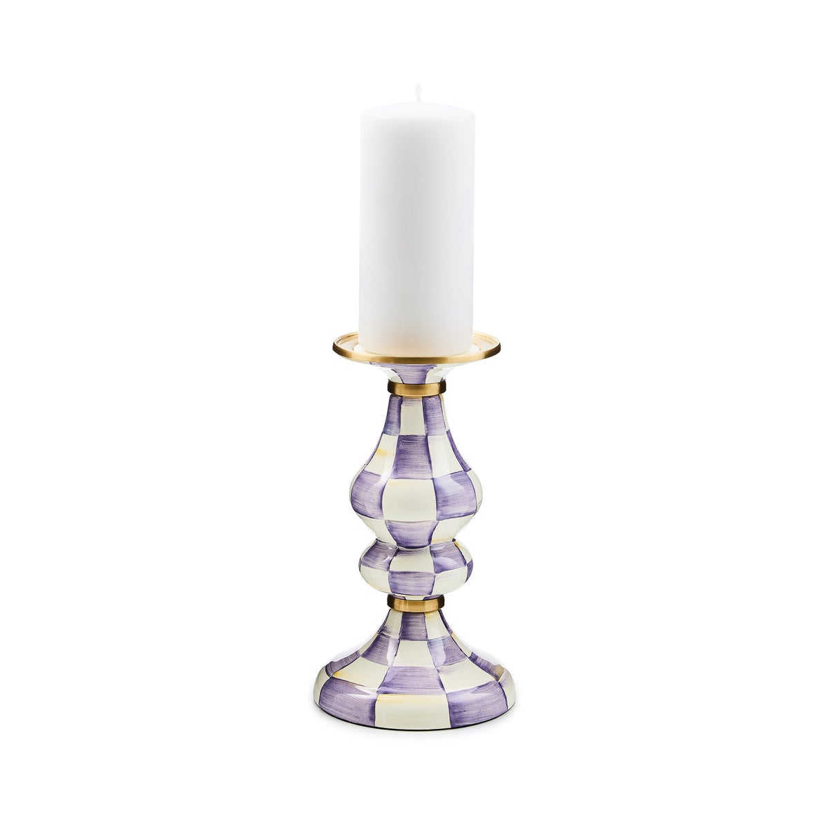 Violet Check Medium Pillar Candlestick - Image 3