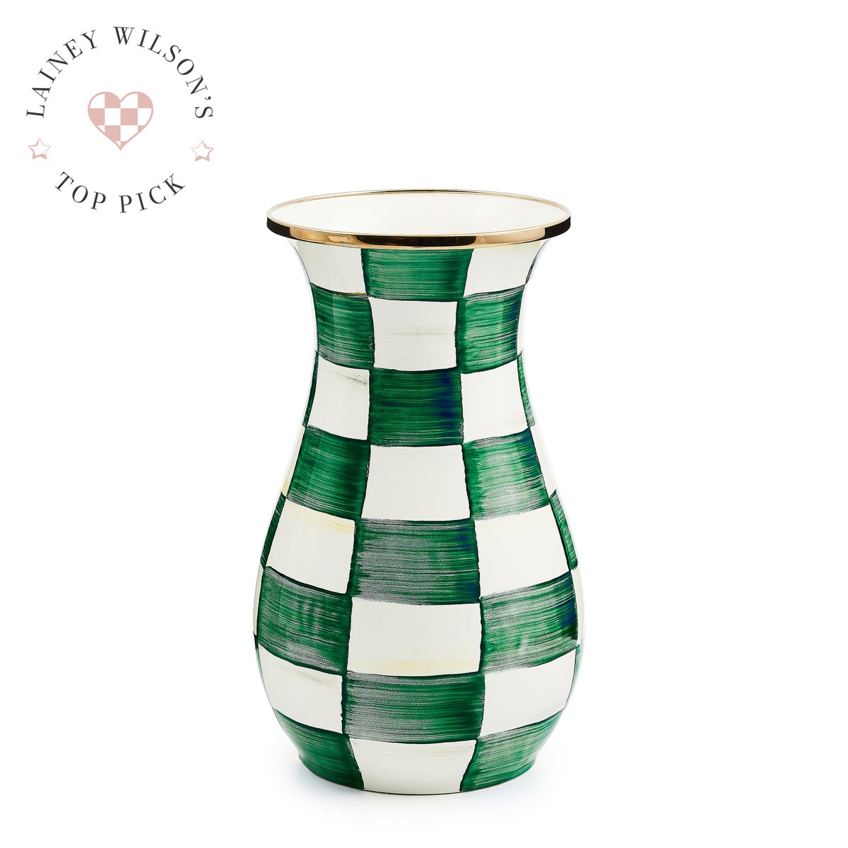 Emerald Check Tall Vase