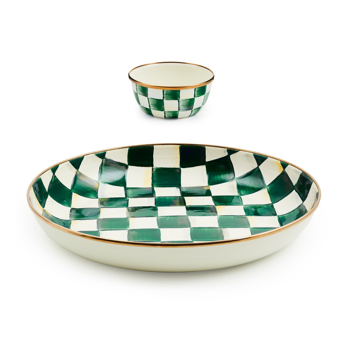 Emerald Check Chip & Dip Set