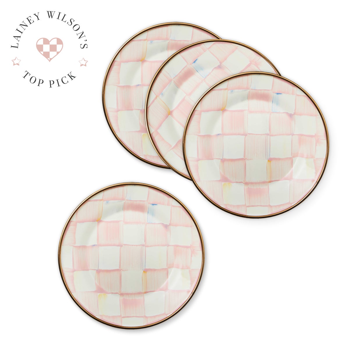 Rosy Check Appetizer Plates, Set of 4