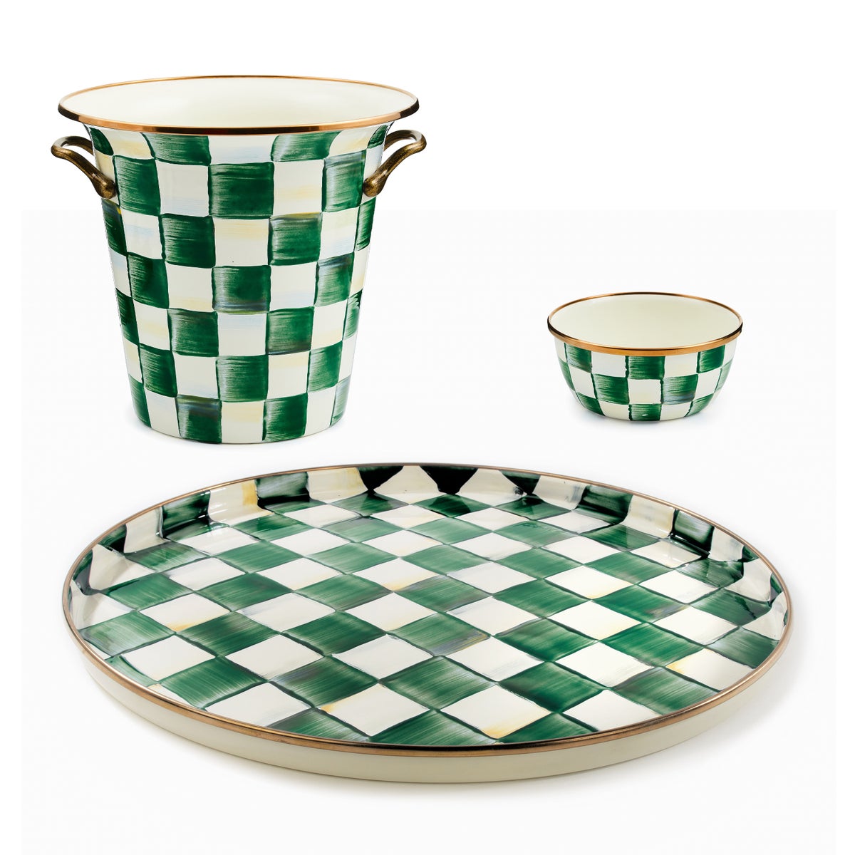 Emerald Check Wine Service Set